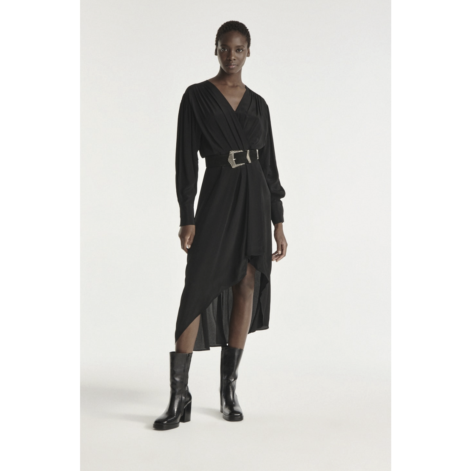 The Kooples Women Plain Luxury Dress Black Size 2